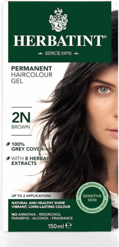 Foto: Herbatint 2n bruin haarverf biologisch permanente vegan haarkleuring 8 plantenextracten 150 ml