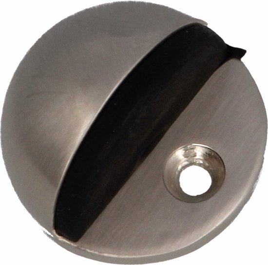 AMIG Deurstopper/deurbuffer - 1x - D45mm - inclusief schroeven - mat zilver