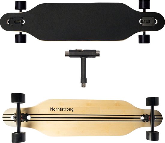 Foto: Longboard 104 cm northstrong zwart zwarte wielen