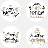 Happy birthday ronde stickers "MULTIPLAZA" - 50 stuks - verjaardag - felicitaties - scholen - kado versiering - traktatie - juf - meesters - brief