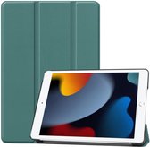 Housse de tablette adaptée à Apple iPad 10.2 (2021/2020/2019) | Bibliothèque avec support | Housse de protection en similicuir | Triple pli | Vert