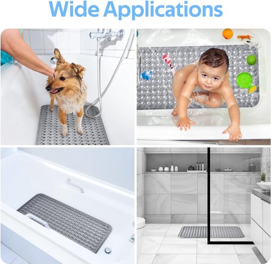 HSXL – Antislipmat – 100x40CM – Incl. Netspons – Antislip Douchemat / Badmat Zwart met Zuignappen – Mat voor in bad – Anti Slip Douche Cabine Mat – Mat voor in de Badkamer – Badkamer accessoires