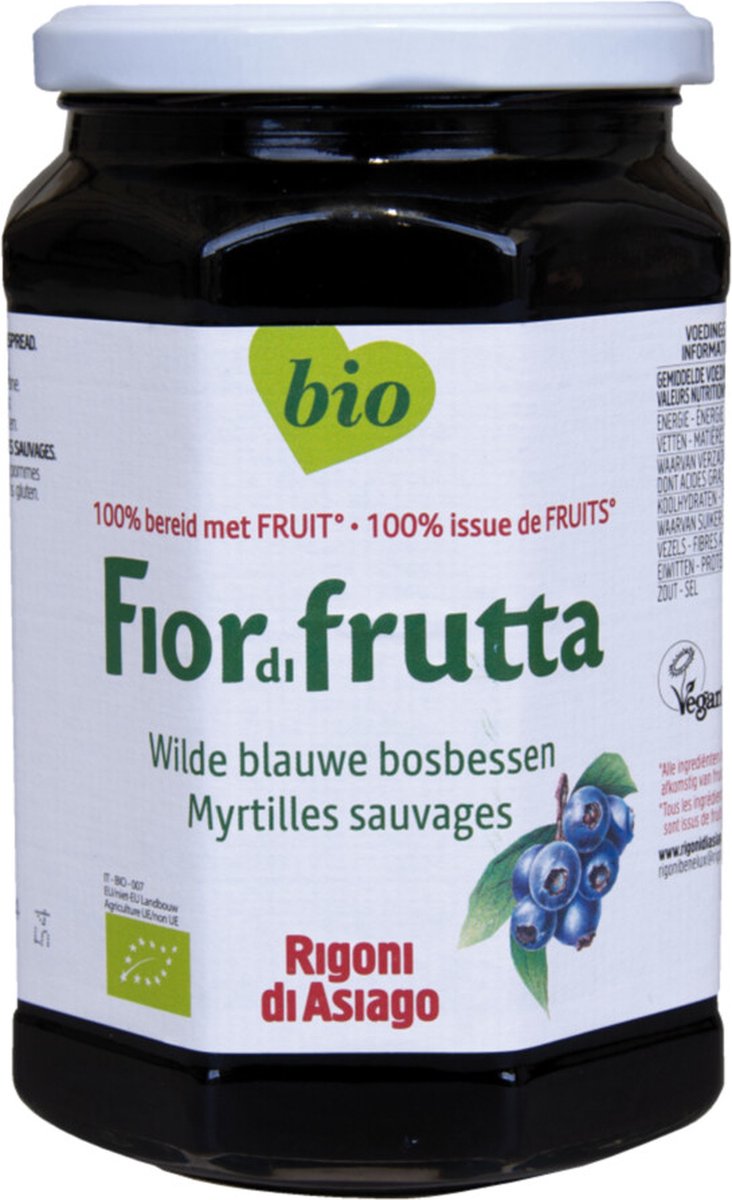 Fiordifrutta Wilde blauwe bosbessen jam bio (630g)