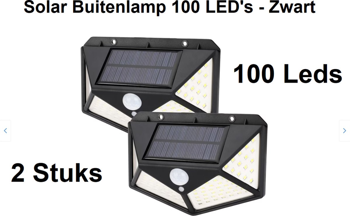 My Arc - Solar Buiten Lamp - Set van 2 Stuks - Bewegingssensor - 100 LED - Waterdicht - Buiten & Tuin sensor - Buitenverlichting - Zonne-energie