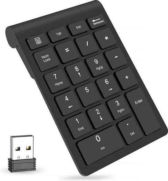 YONO Numpad Draadloos - Numeriek Toetsenbord - Keypad 2.4 ghz - Zwart