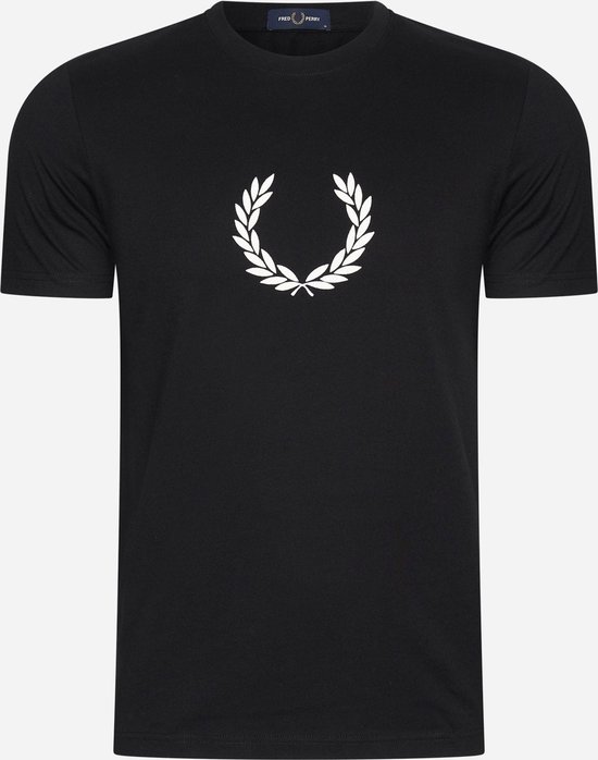 Fred Perry Flocked laurel wreath graphic tee - black