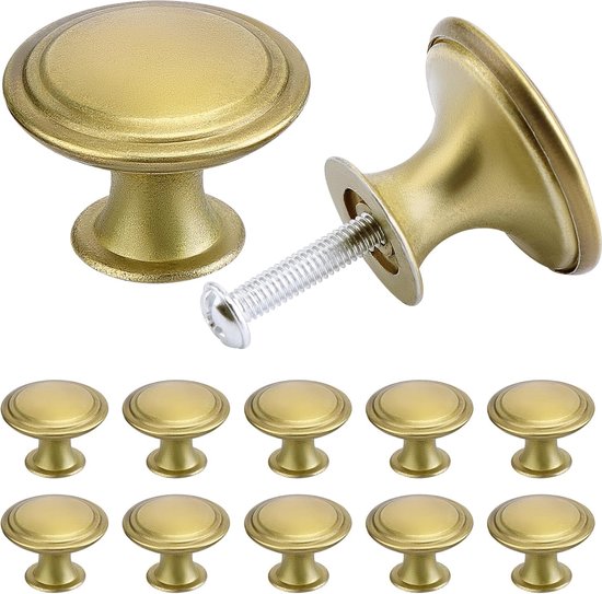 Kyrio Ladeknoppen, 12 stuks, meubelknoppen, handvatten, vintage, antiek, messing diameter: 30 mm, meubelknop voor kast en lade (groen brons