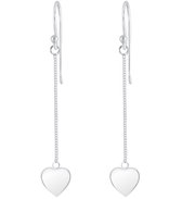 Joy|S - Zilveren hartje aan een kettinkje oorbellen - hartje oorhangers - sterling zilver 925