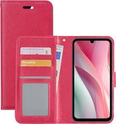 Hoes Geschikt voor Samsung A15 Hoesje Book Case Hoes Flip Cover Wallet Bookcase - Donkerroze