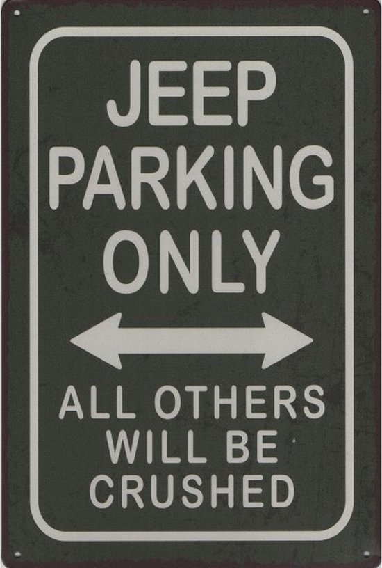 Wandbord - JEEP parking only -20x30cm-