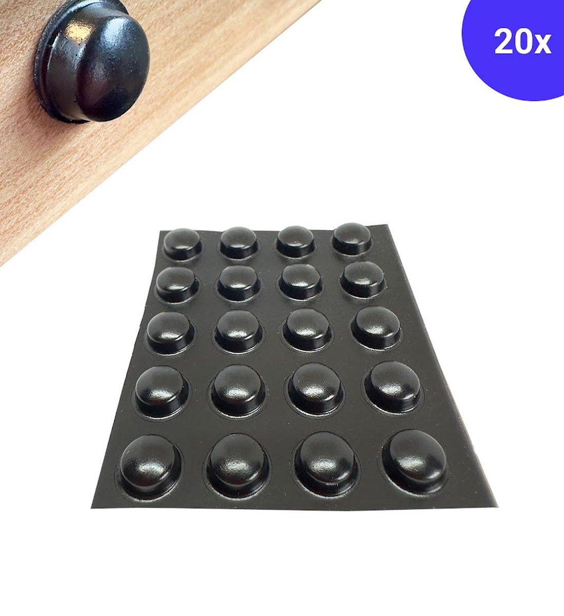 FSW-Products - 20 Stuks - Siliconen Buffers Zwart - 11 mm dia - 5 mm dik - Schokdempers - Zelfklevend - Deurstoppers - Stootdoppen - Kastjes