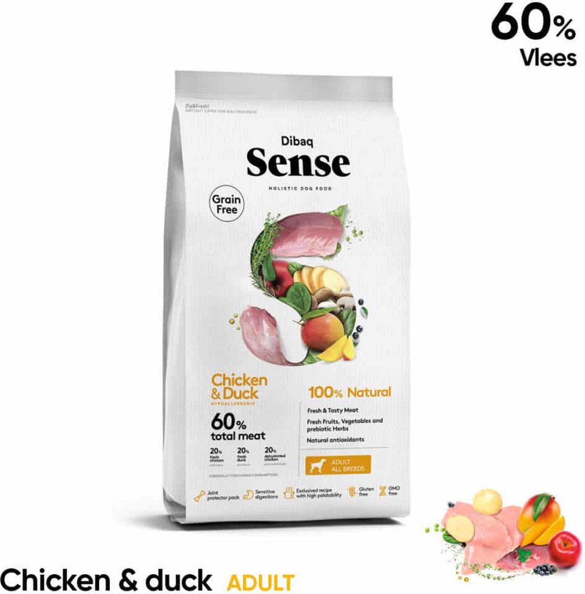 Dibaq Sense Dibaq Sense - graanvrije hondenvoeding - Kip & Eend - 2kg