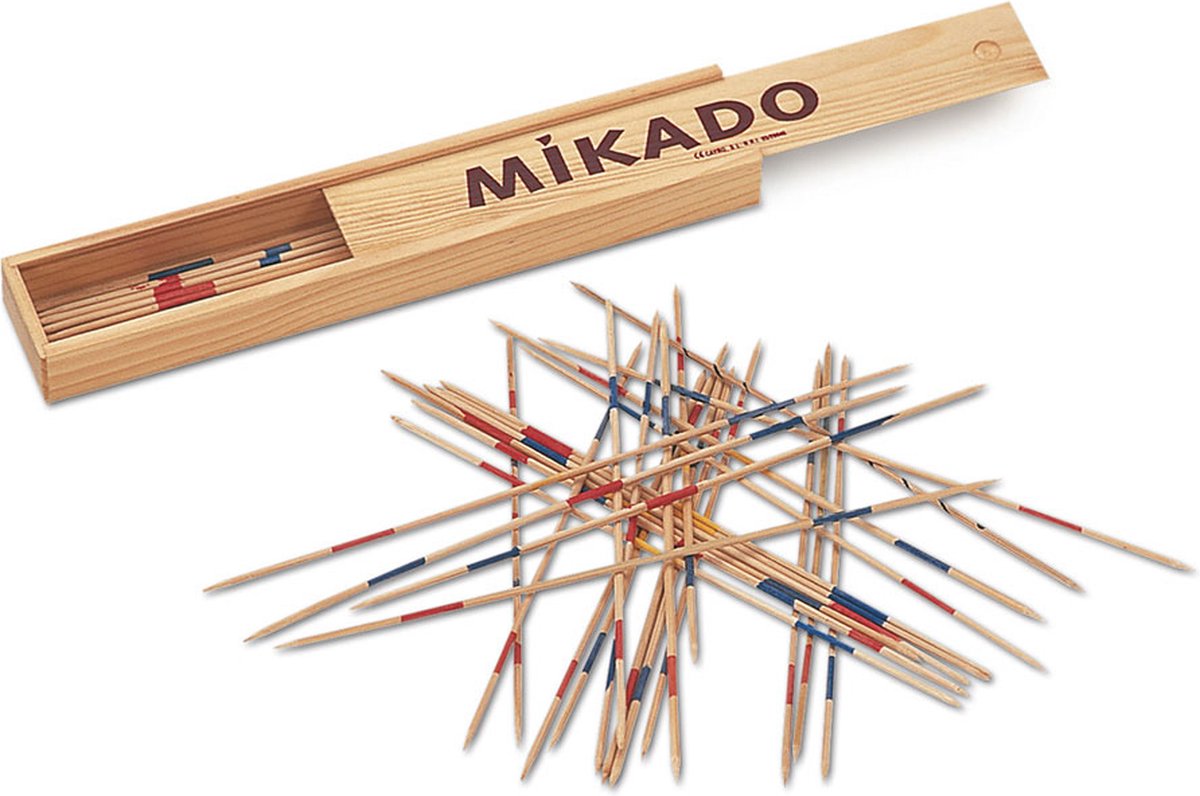 Cayro Mikado in Houten Doos - Klassiek Behendigheidsspel met 26 Bamboe Stokjes - Houten Bewaardoos met Schuifdeksel - 2-8 Spelers - Vanaf 6 Jaar - Cayro Collection