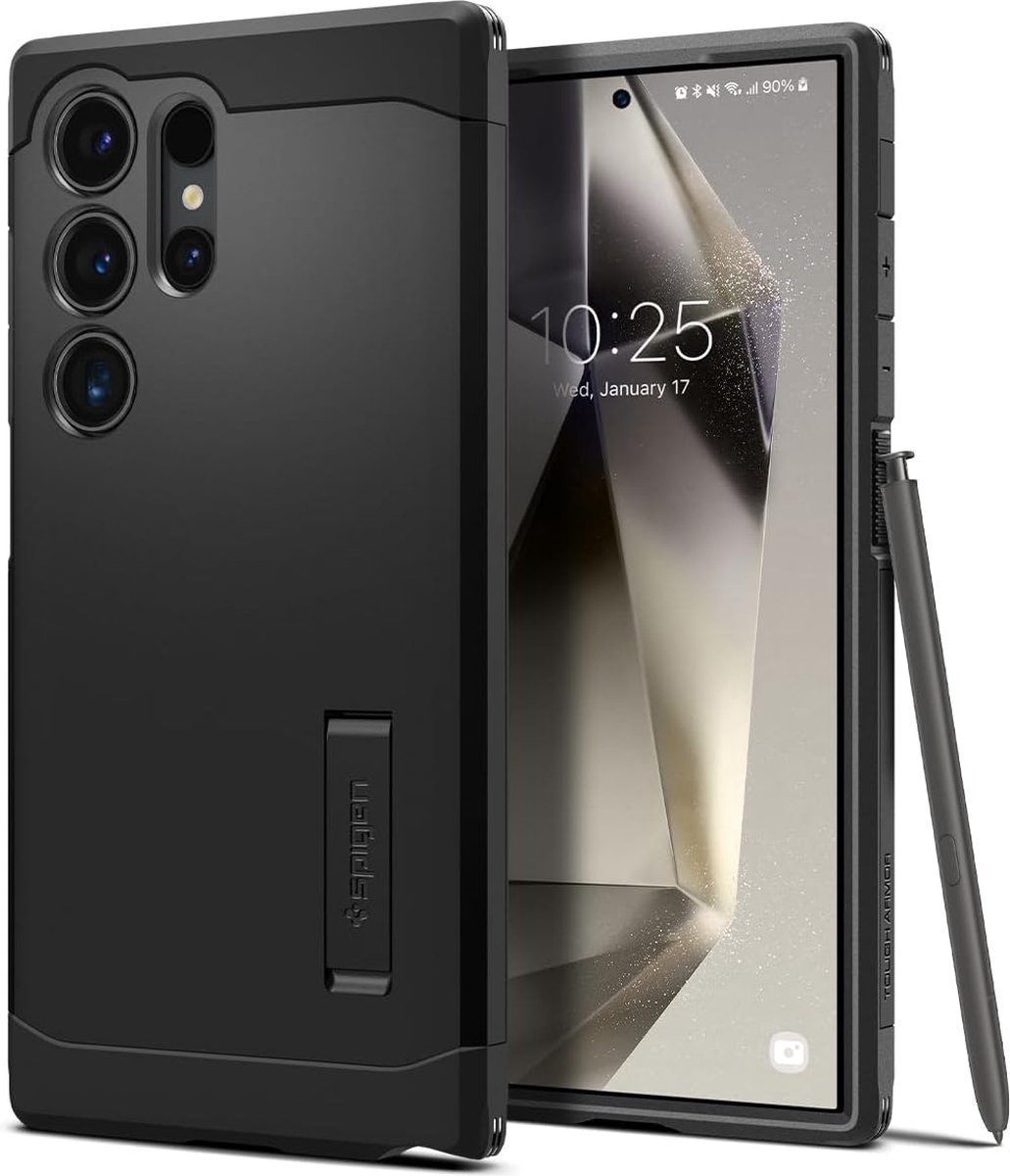 Geschikt voor Spigen Samsung Galaxy S24 Ultra Tough Armor hoesje - Zwart