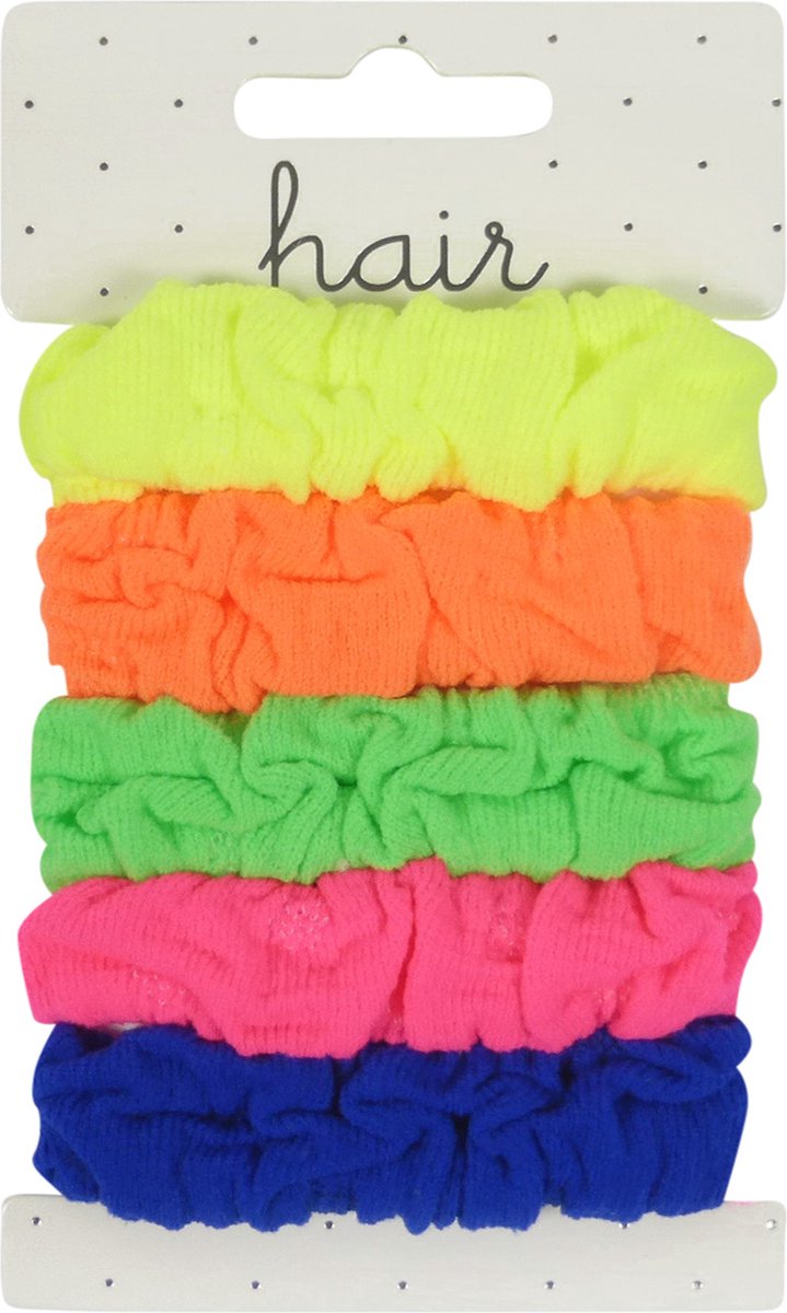 Nylon Elastiek Gerimpeld - Neon Tinten - 5 stuks