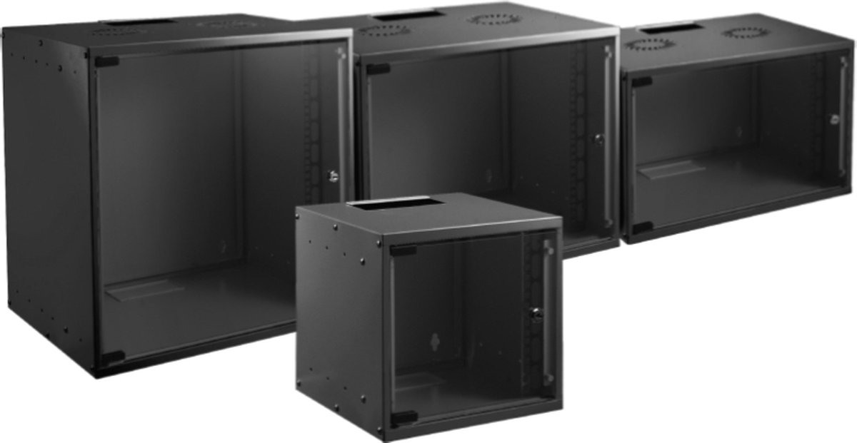 19 Wandbehuizing - 12U - 450mm diep - Ongemonteerd - Zwart