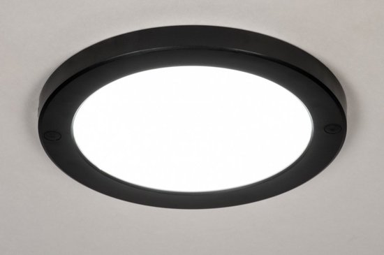 Lumidora Plafondlamp 73935 - Plafonniere - PANEL - Ingebouwd LED - 18.0 Watt - 1400 Lumen - 2700 Kelvin - Zwart - Wit - Kunststof - Badkamerlamp - ⌀ 22 cm