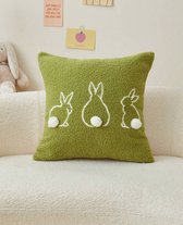 Sierkussen - Kussen - Decoratie - Pasen - Konijn - Bunny - Paasdecoratie - 45x45 cm - Groen