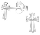 Joy|S - Zilveren petit kruisje oorbellen - 4 x 6 mm - oorknopjes