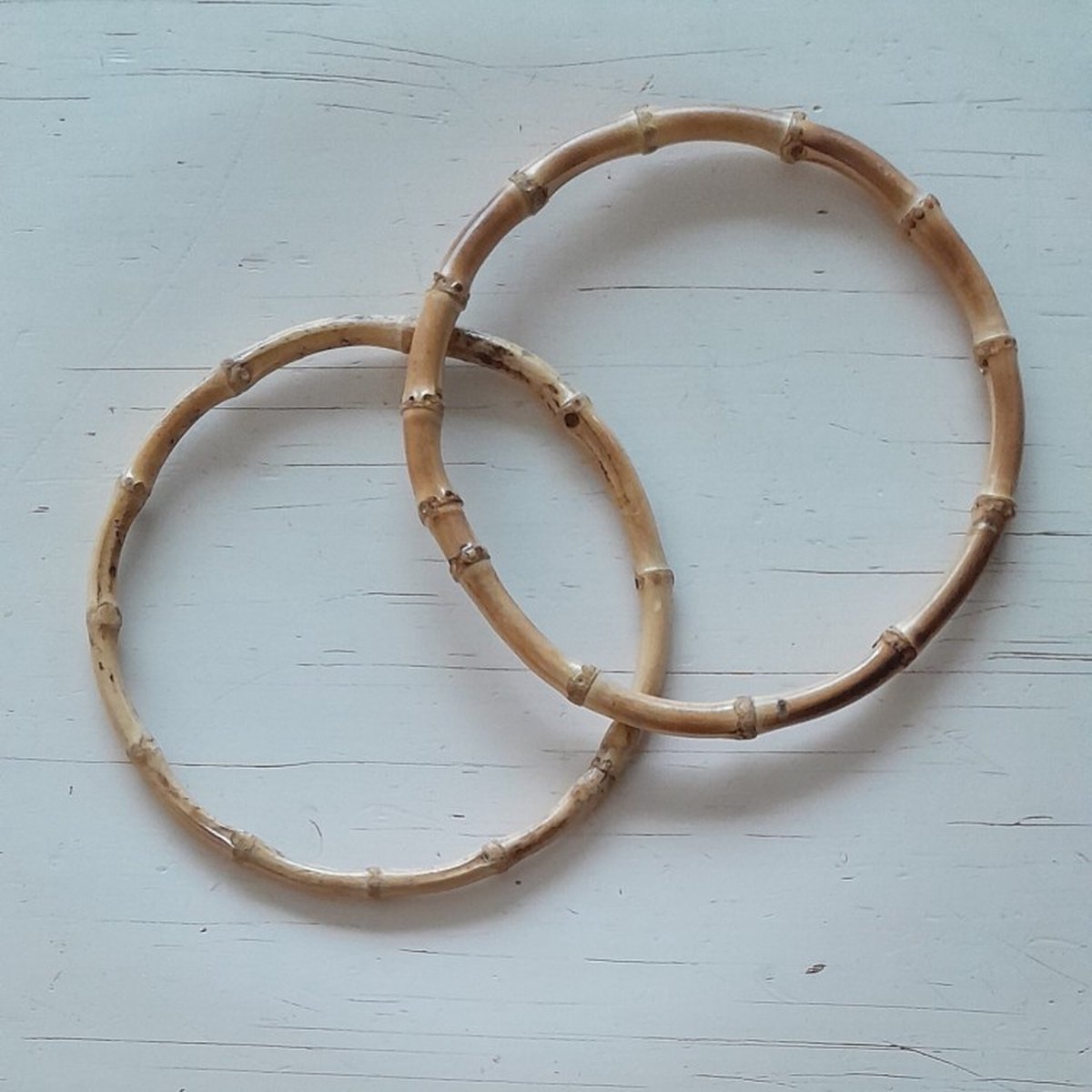 Handvatten-Tas hengsel-Bamboe-Naturel-rond-Φ15-cm-Per Paar-Haken-Macramé-Tas