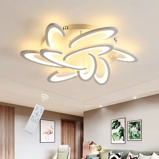LuxiLamps - 9 Kop Acryl Plafondlamp - Kroonluchter - Wit - Dimbaar Met Afstandsbediening - Woonkamerlamp - Moderne lamp - LED Plafondlamp - Plafonniere