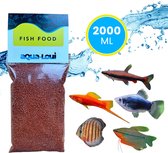Aqua-Loui® - Visvoer - Tropisch Vissenvoer – Granulaat (Granules) – Langzaam Zinkend – Visvoer - Aquarium - Geschikt Voor Middelgrote Vissen - 2.000ml/2Liter