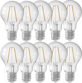 LED Lamp Helder - Set van 10 Stuks - E27 - Voordeelverpakking - A60 - Filament - Warm Wit Licht - Niet dimbaar