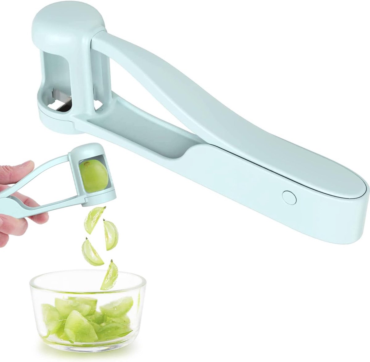 Druivensnijder, fruitsnijder voor peuters, baby, druiven, kerstomaatjes, aardbeiensnijder, kwartsnijder voor groenten, fruitsalade, taartdecoratie, roestvrijstalen keukenhulp