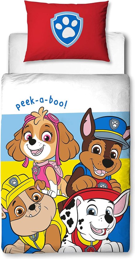 Paw Patrol Parure de lit officielle pour lit d'enfant, réversible, 2 faces, avec taie d'oreiller assortie, polycoton