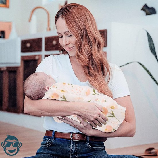 BoefieBoef XL Hydrofiele Doek 120x110cm - Zachte Bamboe Swaddle, Inbakerdoek, Mousseline Doek voor Baby's en Newborns 0 tot 12 maanden - Lila Roos - Dubbellaags, Ademend en Absorberend - Kerst en KraamCadeau - - Duurzaam - Babydeken - Bloem Roze Wit van Merkloos — afbeelding 5
