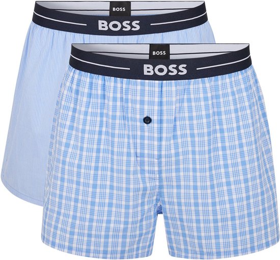 BOSS - Boxershorts 2-Pack Blauw - Heren - Maat L - Regular-fit