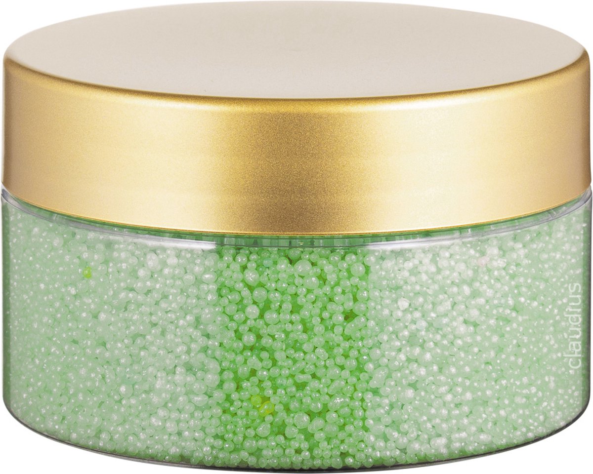 Goedkoopste Badkaviaar Eucalyptus - 200 gram - Transparante pot met Luxe gouden deksel - bad parels voor in bad