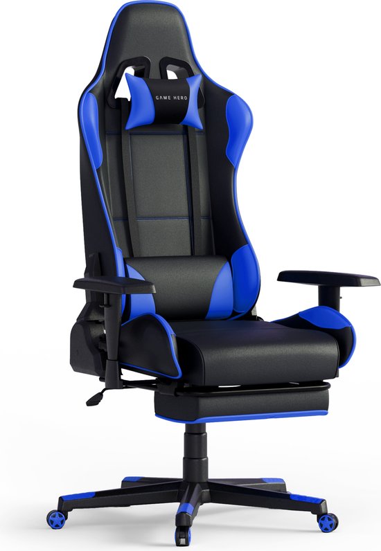 GAME Winner X1 Gaming Stoel met Voetsteun - Blauw - GAME - €149,00