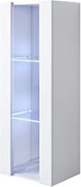 Vitrinekast met led verlichting - Vitrinekasten woonkamer - Verzamelkast - Wit - 29D x 40W x 126Hcm