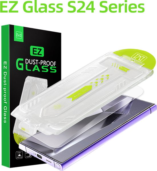 EZ Screenprotector geschikt voor Samsung Galaxy S24 Plus - Dust-Proof Glass - Schermbescherming - Schermprotector met eenvoudige schermreiniger - Binnen 15 sec. 100% accuraat gemonteerd met installatietray - 9H tempered glass - Waterafstotend