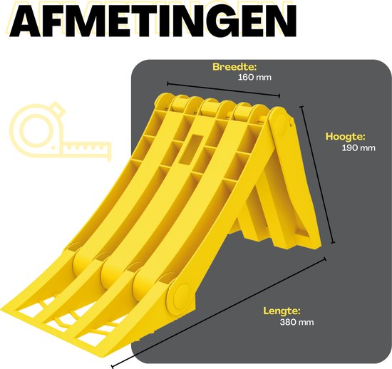 Wielkeg inklapbaar G46 - 380 x 160 x 190 mm - Opvouwbaar - Wielblok - Wielstopper van ProPlus — afbeelding 5