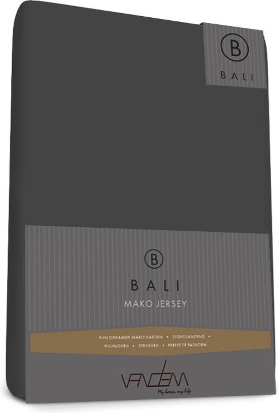 Bali - Van Dem - Mako Jersey - Splittopper Hoeslaken - 140 x 220 cm - antra