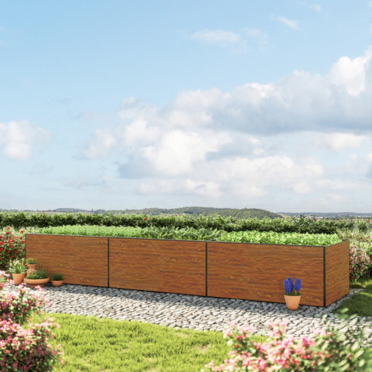 GFP 490 x 99 x 77 cm Moestuinbak Kingsize Daniela Laklaag met houtoptiek