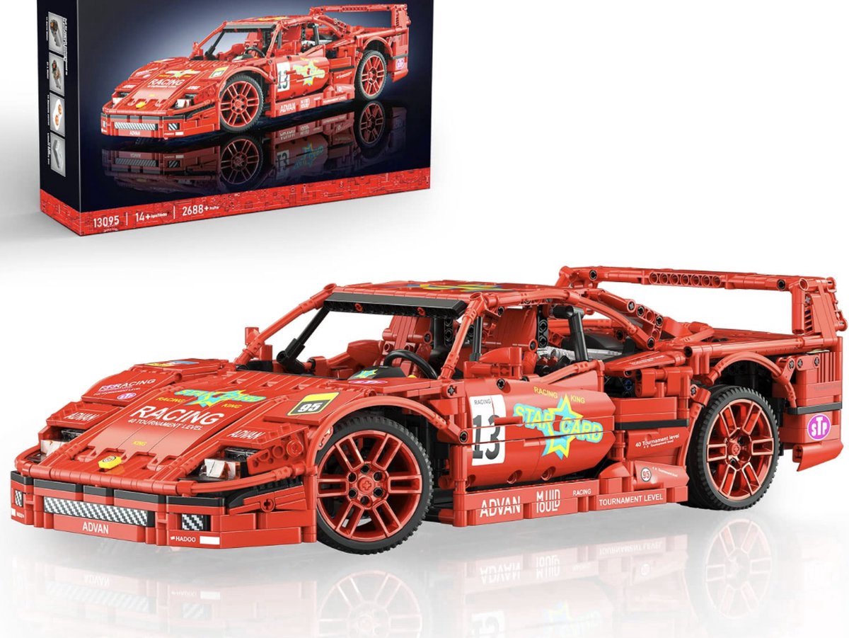 Mould King 13095 - Ferrari F40 - Bouwset - 2688 onderdelen - Technisch - Past op bekende merken