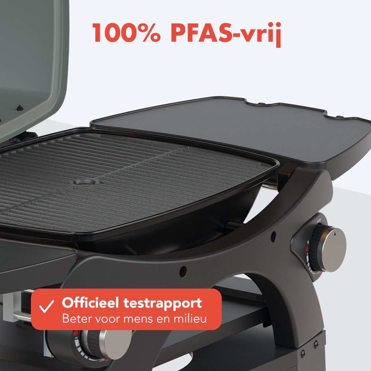KitchenBrothers Gas BBQ - Staand en Tafelmodel Barbecue - 2 Branders - PFAS Vrij - Tafelbarbecue - Anti-aanbaklaag - 37x48 cm Grilloppervlak - Zwart – foto 3