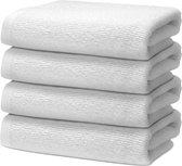 Handdoekenset, 4 handdoeken 50 x 100 cm, voor huishouden, haarverzorging, nagelverzorging, 100% prima katoen, zeer zacht en absorberend, Oeko-Tex gecertificeerd, 500 g/m2, wit
