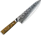 Couteau de chef japonais Sukara - Couteau de chef Damas - Manche en bois d'olivier - Edition Orifu - 20 CM