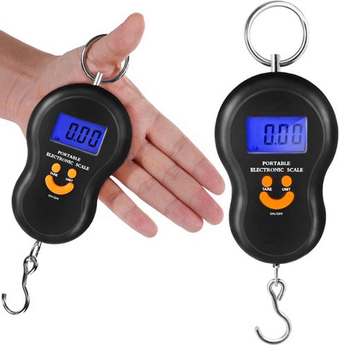 LOUZIR Digitale weegschaal met LCD scherm - Kofferweegschaal - Kofferweger - Bagageweger - Vis weegschaal - Hangweegschaal - Precisie haak - Inclusief batterijen - Tot 40 kg
