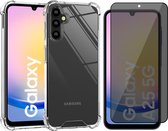 Hoesje geschikt voor Samsung Galaxy A25 / A24 - Privacy Screenprotector Volledig Dekkend Glas - Shockproof Transparant