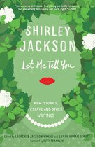 Boek "Let Me Tell You" van Shirley Jackson, met rode lippen en parels op groene achtergrond.