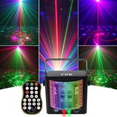 YPE® x YourPartyEquipment - Disco lichteffect - Discolamp - Party Lights - Disco licht - Party Laser - Mini Butterfly Lamp - LED's, Lasers en Stroboscoop effect - Afstand bestuurbaar en Geluid gestuurd