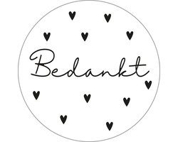 Sluitsticker - Sluitzegel – Bedankt | Zwart – Wit – Hart / Hartjes | Valentijn - Trouwkaart – Geboortekaart | Harten | Envelop stickers - Label | Cadeau – Gift – Traktatie | Leuk verpakt | Huwelijk – Babyshower