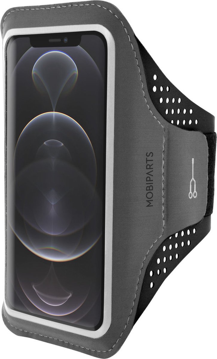 Mobiparts Telefoonhoesje geschikt voor Telefoonhouder Hardlopen Apple iPhone 12 Pro Sport Hoesje Neopreen | Mobiparts Comfort Fit Sportarmband - Zwart