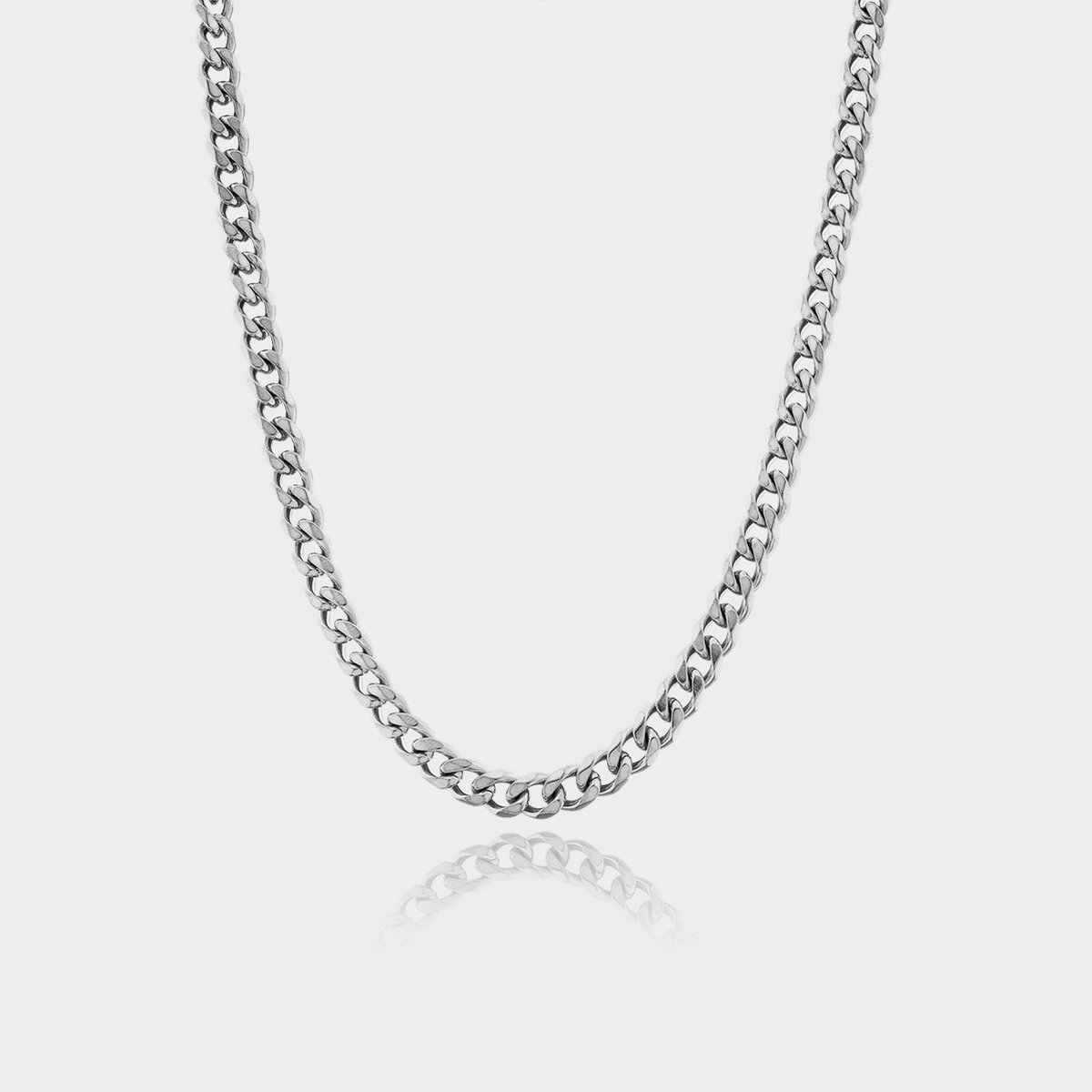 Cuban Ketting 5 mm - Zilveren Schakelketting - 50 cm lang - Ketting Heren - Olympus Jewelry
