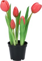 Tulipe en Silk en pot fuchsia 26cm